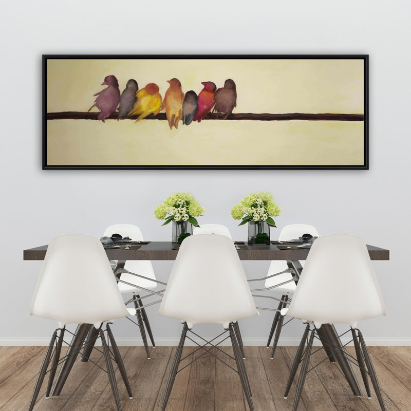 Bird Family - Toile encadrée contemporaine pour la décoration intérieure