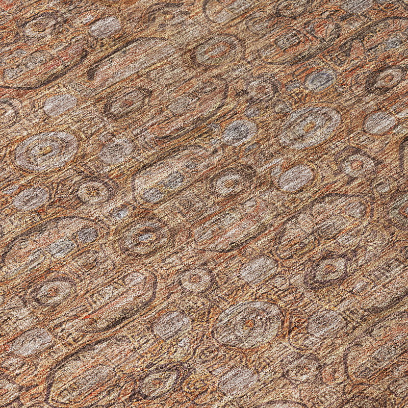 Machine Washable Indoor/Outdoor Xhevrie Copper Rug, Rectangle 3' x 5'