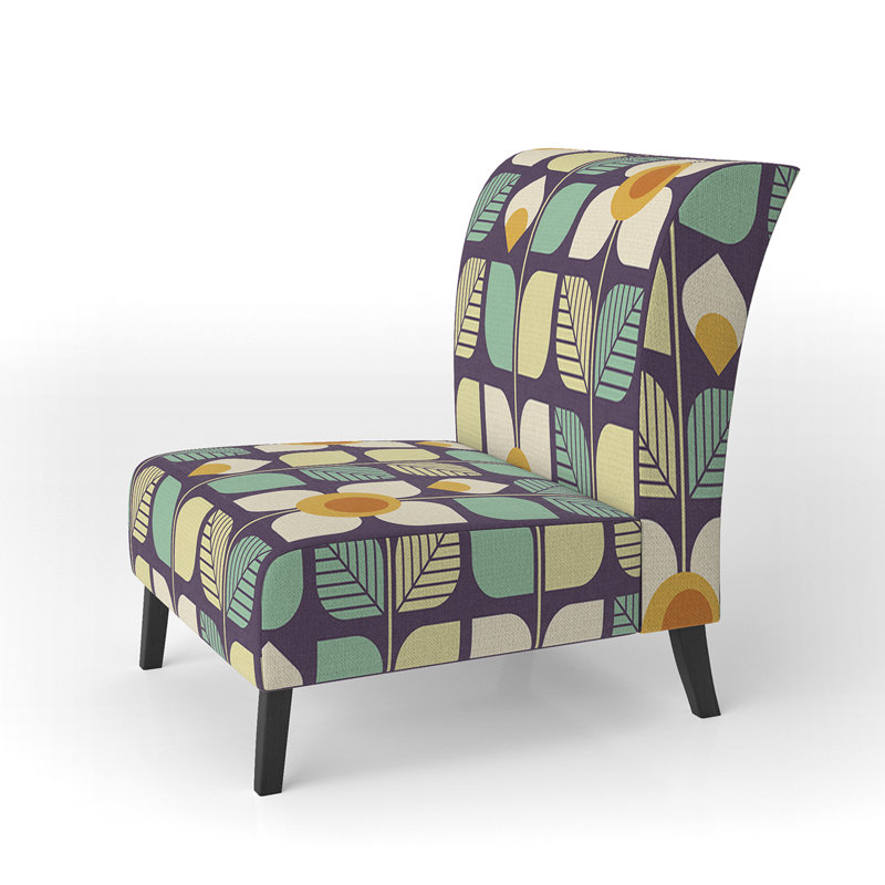 Botanical Retro Design III - Mid-Century Upholstered Slipper Chair