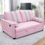 Canapé-lit 2 places rose avec mousse à haute densité, charge, poche élastique, revêtement élégant pour le lit des chambres d'amis, accoudoir de charge sur le dos, dossier réglable à 3 niveaux, rangement latéral, mousse moderne