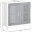 Rangement pour salle de bain sous l'évier - Armoire grise et blanche avec 2 portes, peu encombrante, tablette réglable, rangement pour différents articles