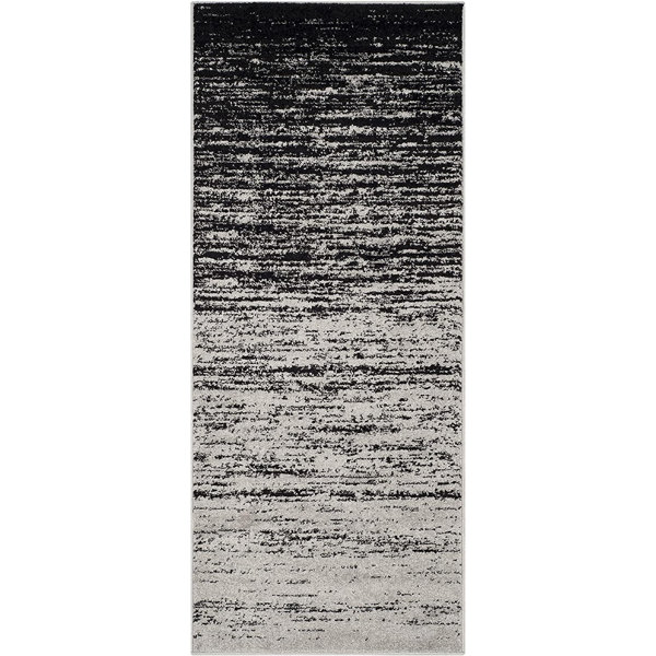 17 Stories Performance Silver/Black Rug | Wayfair