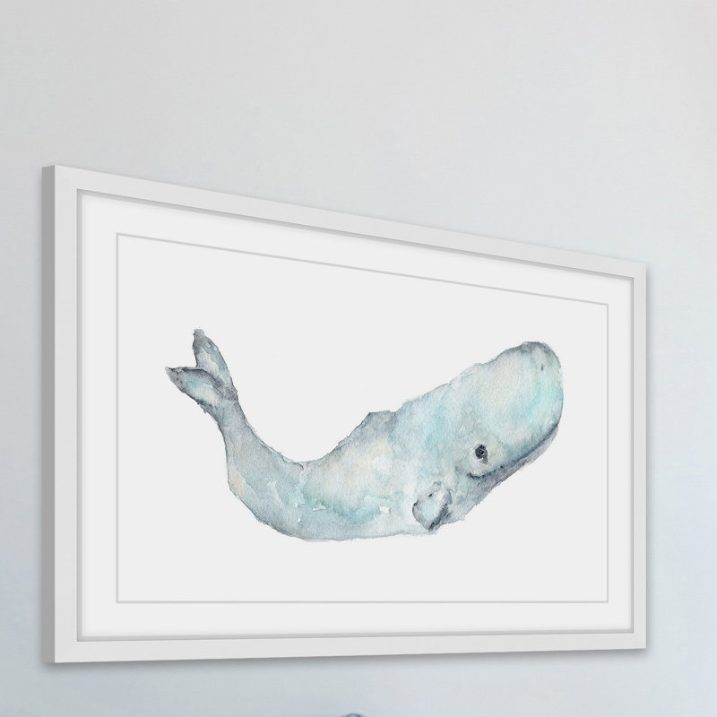 'Sperm Whale' by Thimble Sparrow Framed Print, 24" H x 36" W x 1.5" D