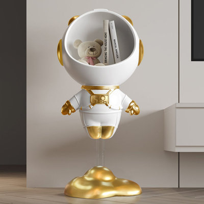 Modern White Astronaut Side Table Floor Figurine End Table Storage Decoration