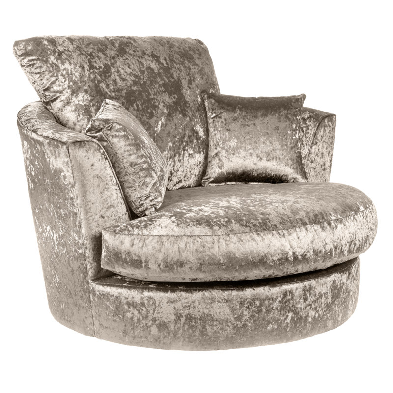 Romelia Velvet Swivel Barrel Chair, Mink