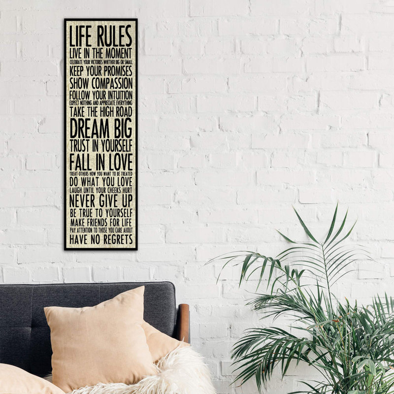 Life Rules by Erin Clark - Wrapped Canvas Panoramic Print, 30.48 cm H x 91.44 cm W x 3.175 cm D, No Frame