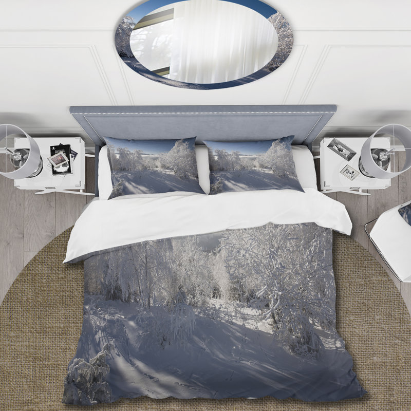Ensemble de housse de couette en microfibre gris / bleu, Housse de couette pour très grand lit et 2 très