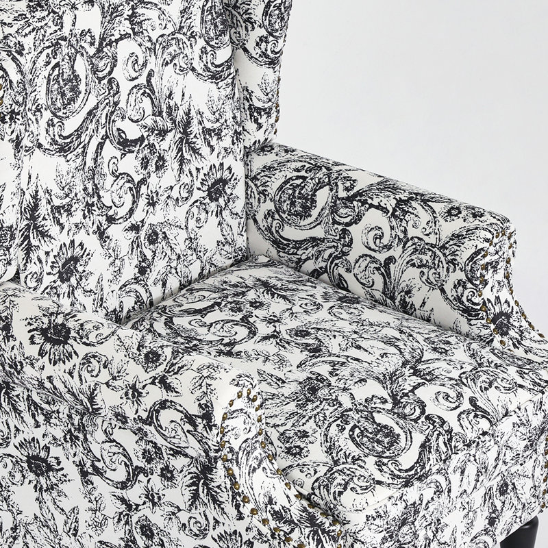 Upholstered Chenille Armchair, Rococo Black