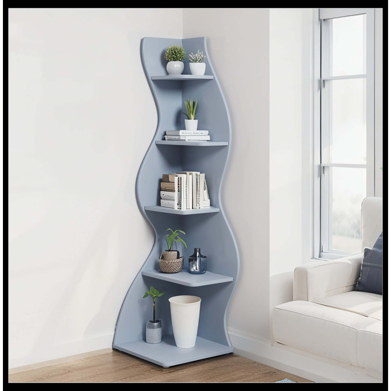 Bibliothèque de coin à 5 niveaux, Bleu, 2
