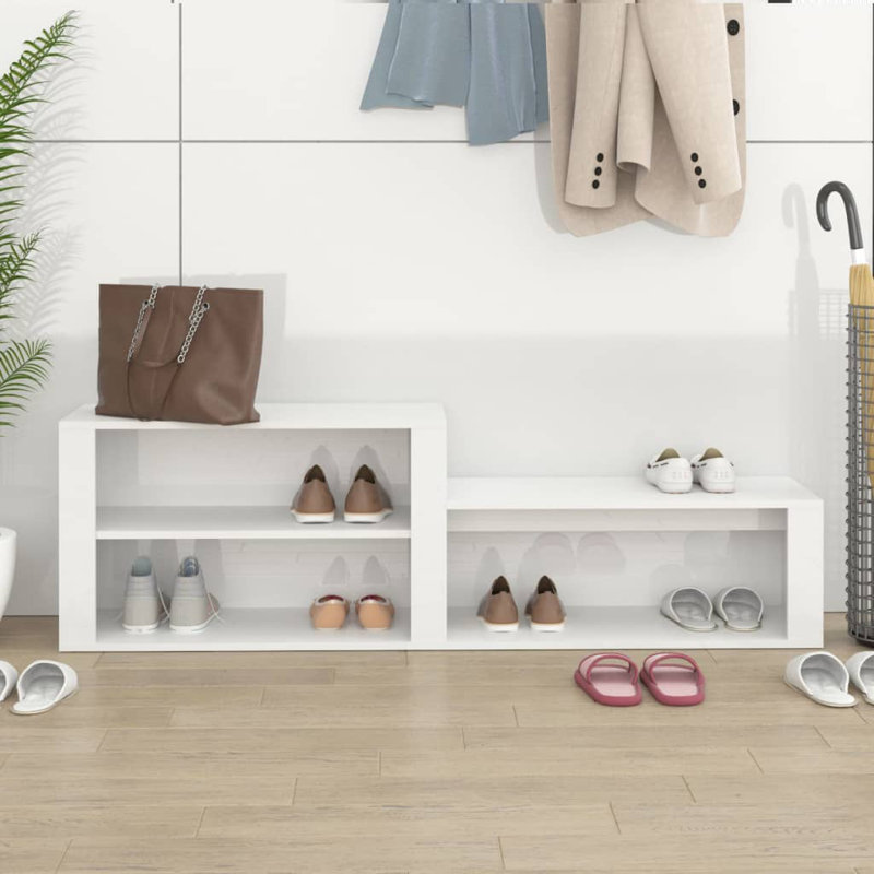 9 Pair Shoe Rack, High Gloss White