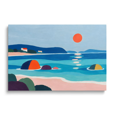 Multicolor Canvas Landscape Painting, Painterly Abstract Beach and Sunset Wall Art for Living Room Dining Room and Bedroom