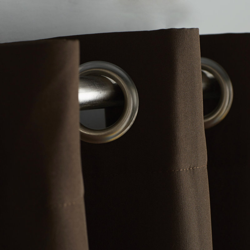 Curtainworks Kendall Grommet Semi-Sheer Single Curtain Panel, Chocolate, 52" W x 120" L