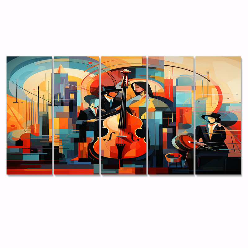 Onagre - Musician Wall Art Decor, 5 pièces, H 32 po x l 80 po
