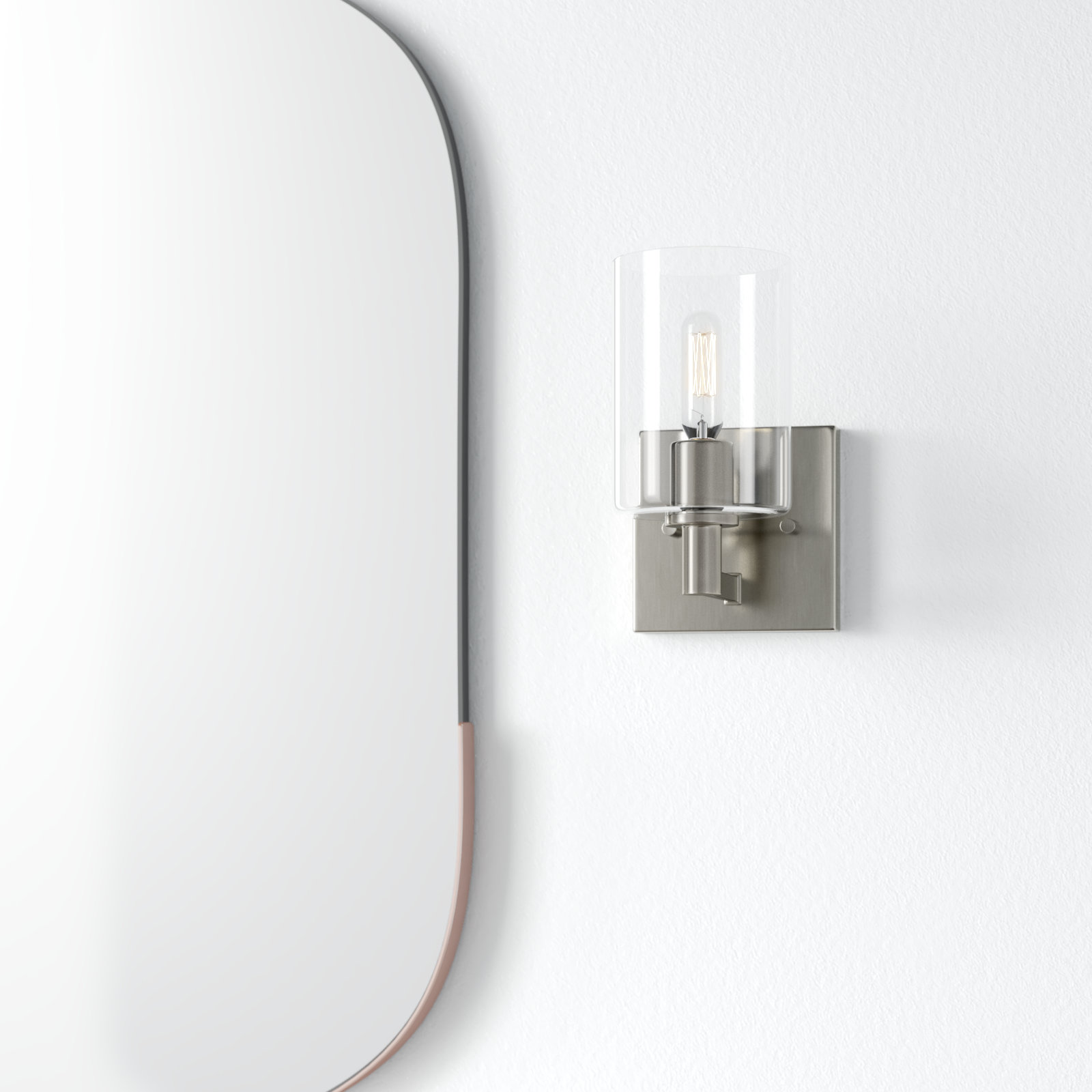 Haines Single Transparent Dimmable Bath Sconce, Brushed Nickel