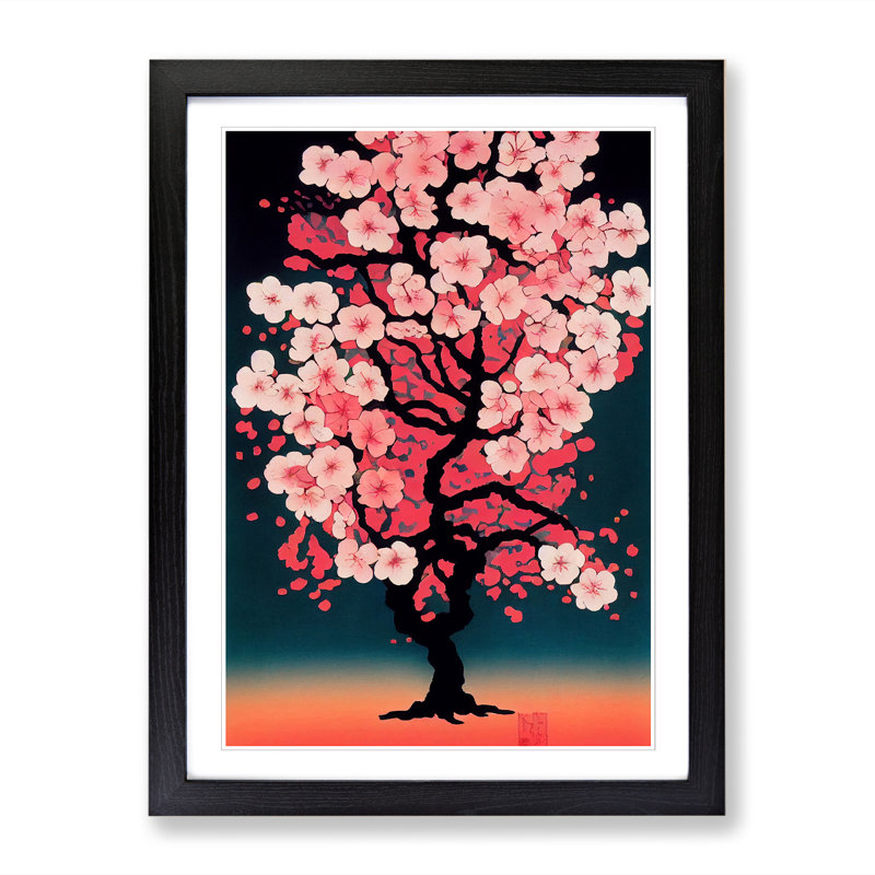 Kidman Cherry Blossom Tree Art 1 Piece Wall Art, 34cm H x 25cm W, Oak Framed
