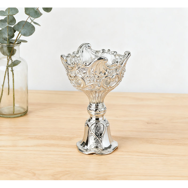 Premium Plated Candlestick Holders Set Of 2 With Elegant Engraved Floral Design For Home Decor Wedding And Special Occasions