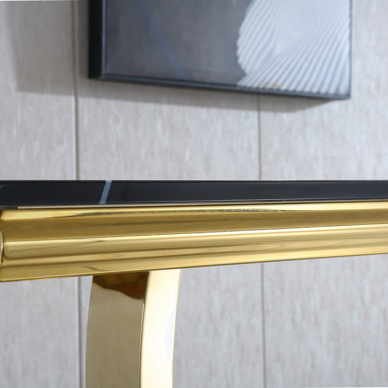 Bernson 47.2'' Marble Top Console Table, Gold, Black