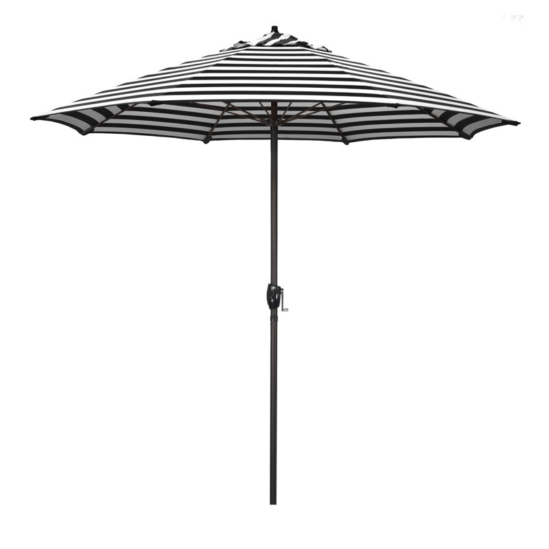 Parasol de marché 9 pi Deshaun, Cabana classique à rayures noires Sunbrella®