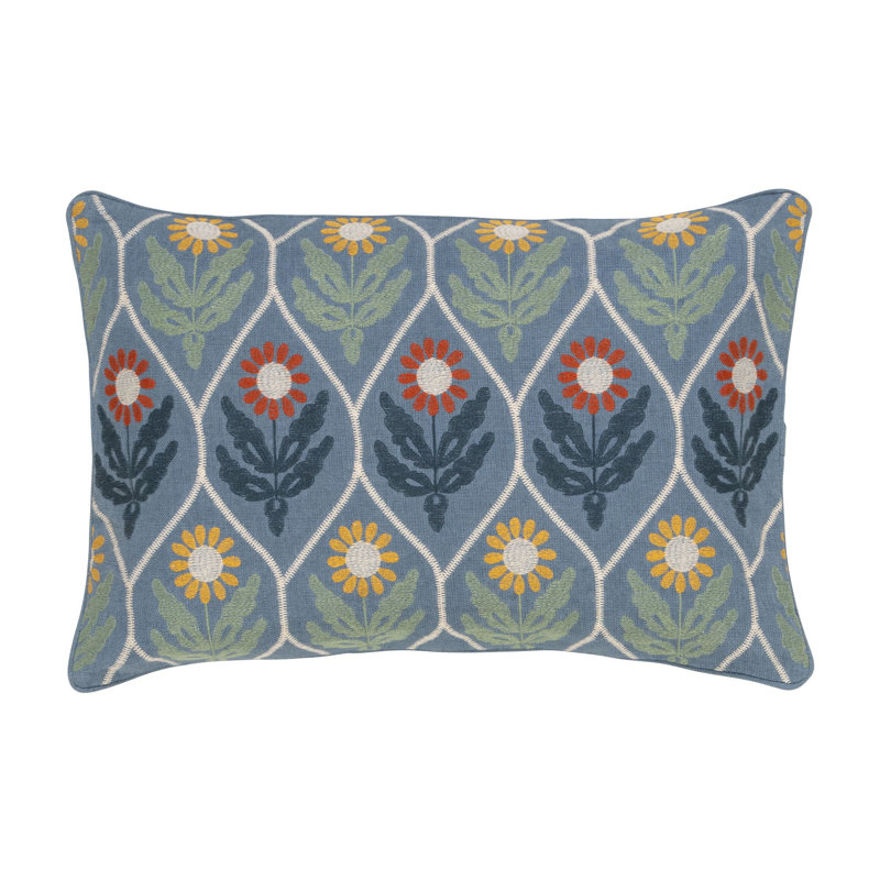 Parker Harvest Decorative Pillow, Rectangle 16"H x 24"W, Blue Floral