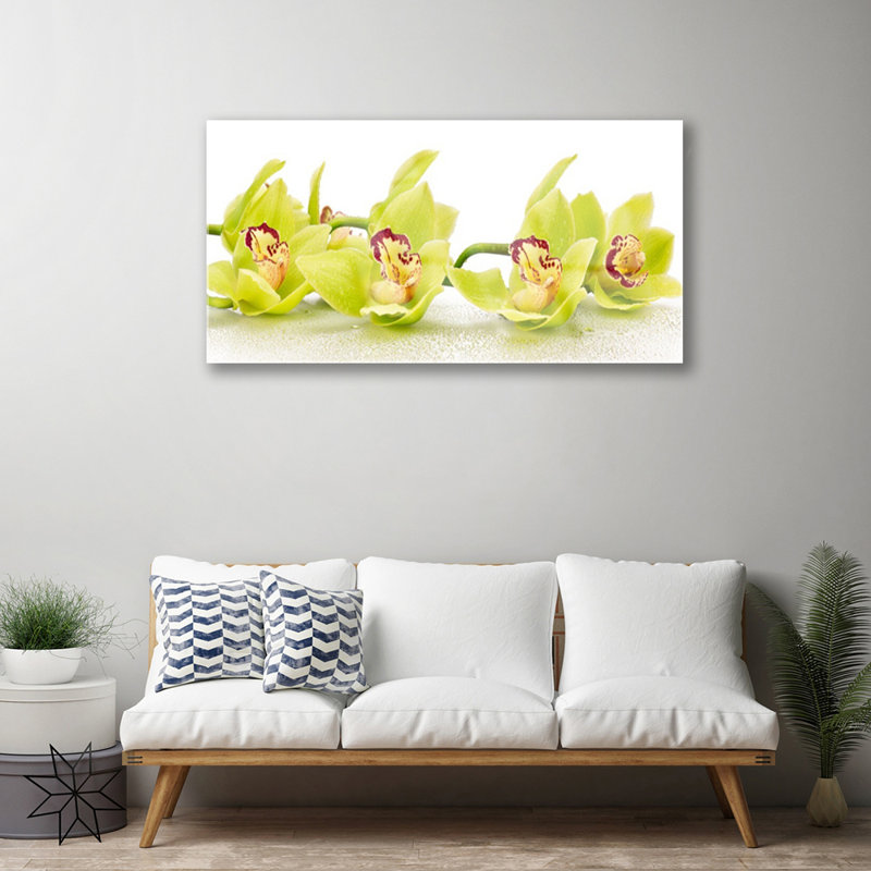 Glass Print Wall Art 100X50cm Image Printed On Glass Decorative Wall Picture Behind Toughened / Tempered Safety Real Glass For Kitchen & Living Room Theme: Flowers Floral