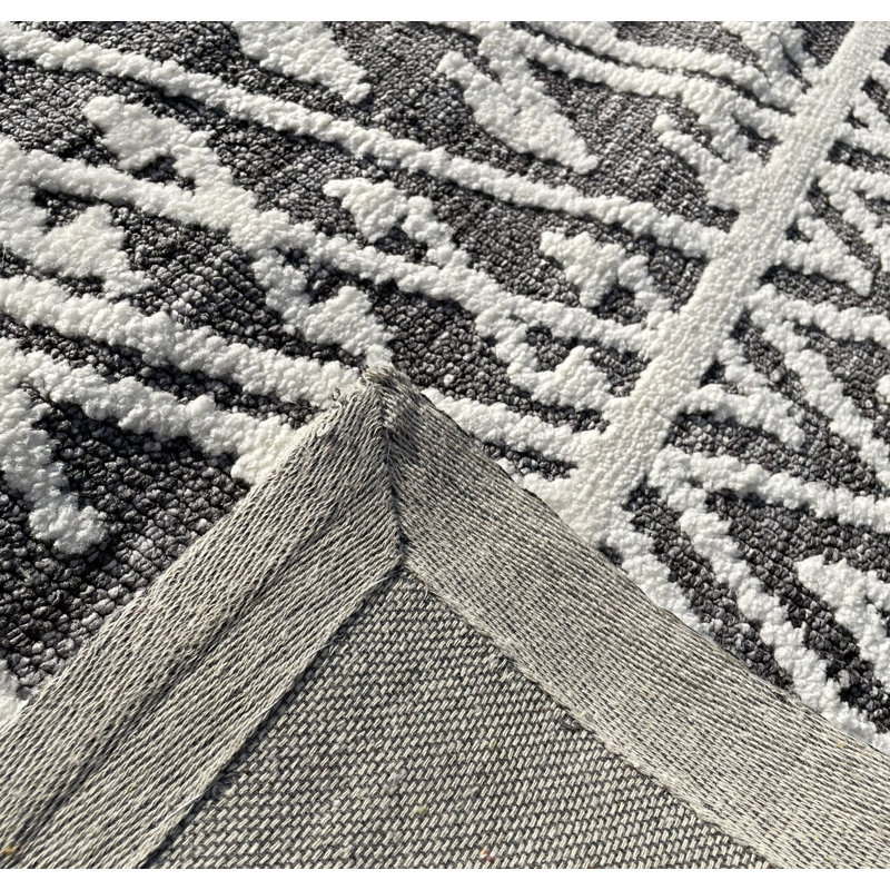 Beige Ivory Grey Boho Farmhouse Geometric Soft Pile Boho Minimal Large Area Rug, Rectangle 9' x 12'