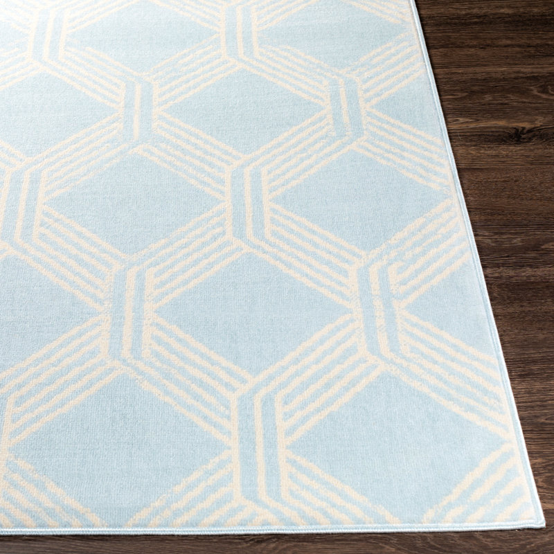 Tapis géométrique bleu / beige Arlington, Rectangle 7 pi 10 po x 10 pi 2 po
