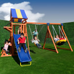 Sportspower Willow Creek Wooden Swing Set with Lifetime Warranty on 8' Double Wall Slide