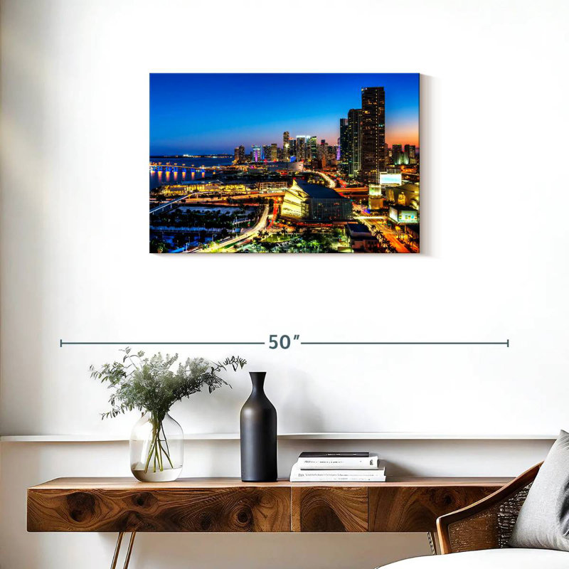 Sireci Miami Downtown At Night, 20" H x 30" W