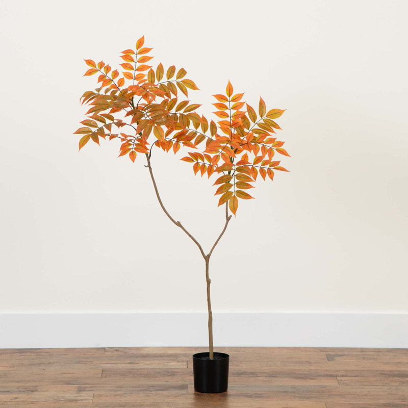 4-Foot Orange Plastic Potted Fall Sumac Tree