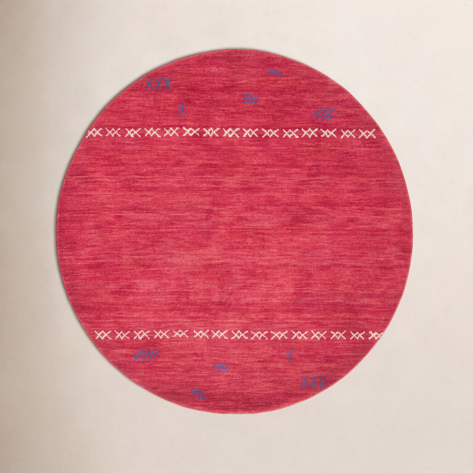 Santiago Red Handmade Wool Geometric Rug, Round 4'