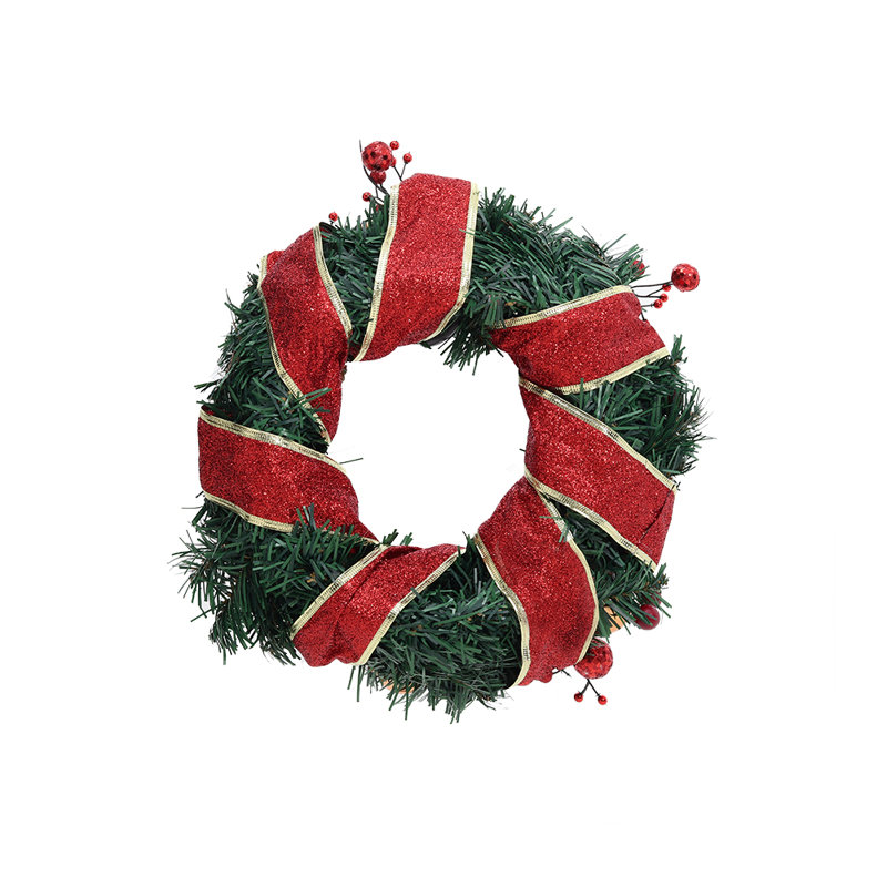 Faux Lighted Plastic Wreath, 30cm H x 30cm W