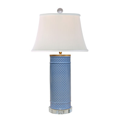 Lampe de table 32 po bleu / blanc Dejanaye
