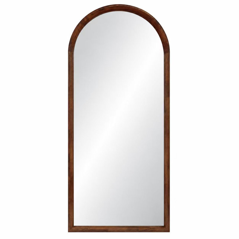 Solid Wood Frame Oval Leaning Mirror