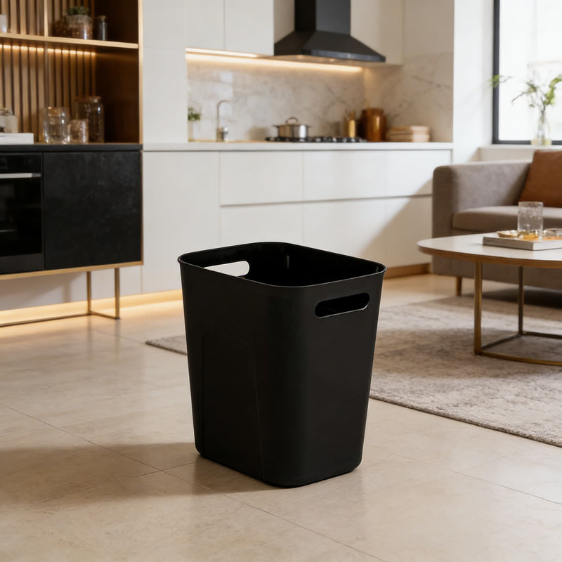 Poubelle rectangulaire en plastique de 3,5 gallons, poubelle compacte pour salle de bain, cuisine, bureau, salle de lavage et dortoir - durable et facile à nettoyer