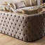 Button Tufted Loveseat with Velvet Fabric and Gold Accent in Taupe-20386985-21962461