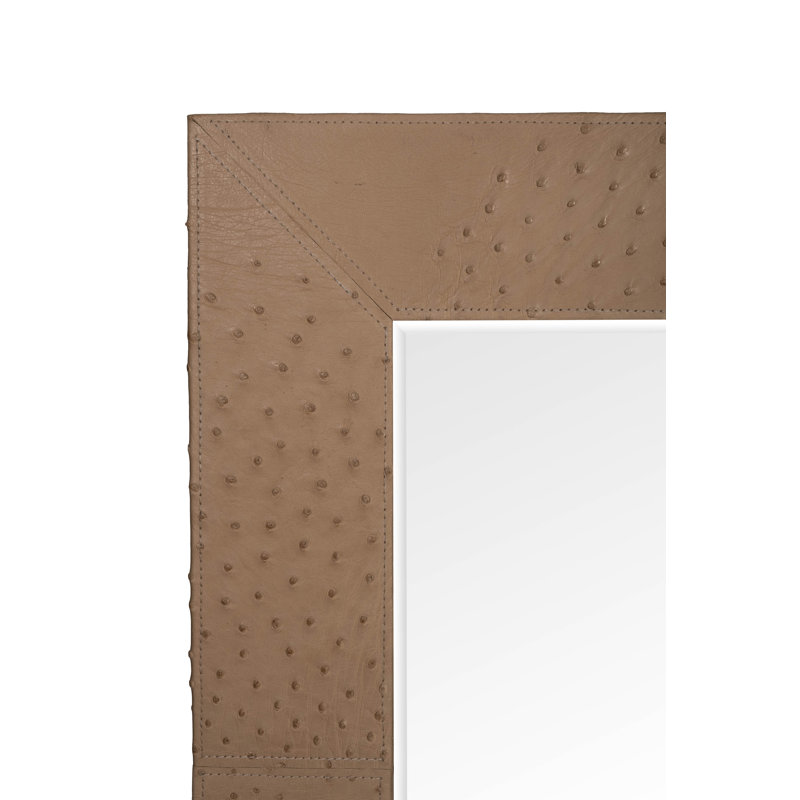 Genuine Leather Accent Mirror, Oak