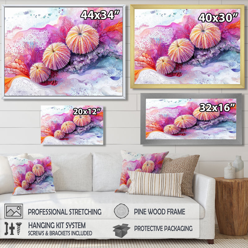 «Hardcastle Colorful Sea Urkin In Parade I», reproduction d'art sur toile, Reproduction encadrée d'une seule photo