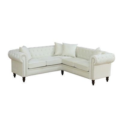 2-Piece Button Tufted Upholstered Chesterfield Sectional Sofa Set by Charlton Home