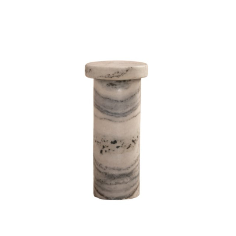 Siara White Round Accent Table, White/Gray