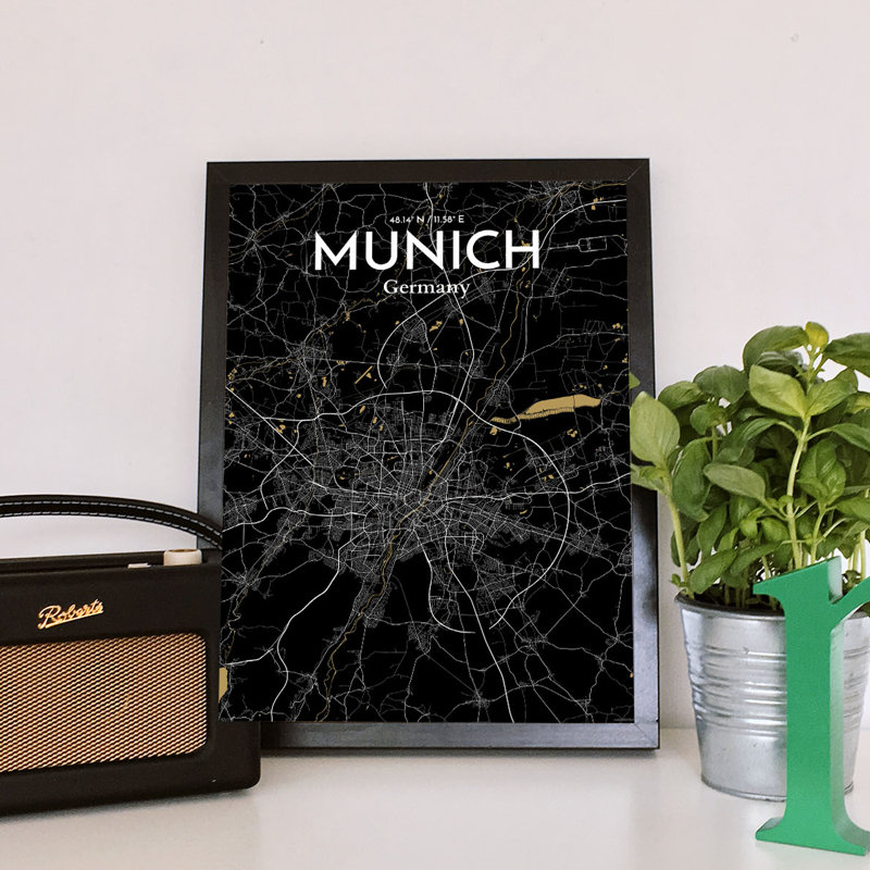 Munich City Map - No Frame Print, 43.2cm H x 27.9cm W x 0.13cm D