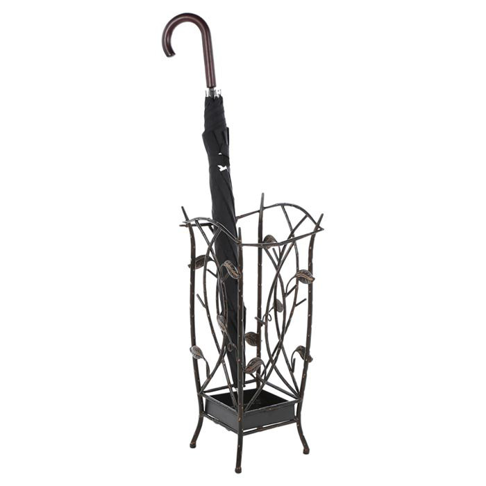 Oil-Rubbed Bronze Leaf Metal Freestanding Umbrella Stand