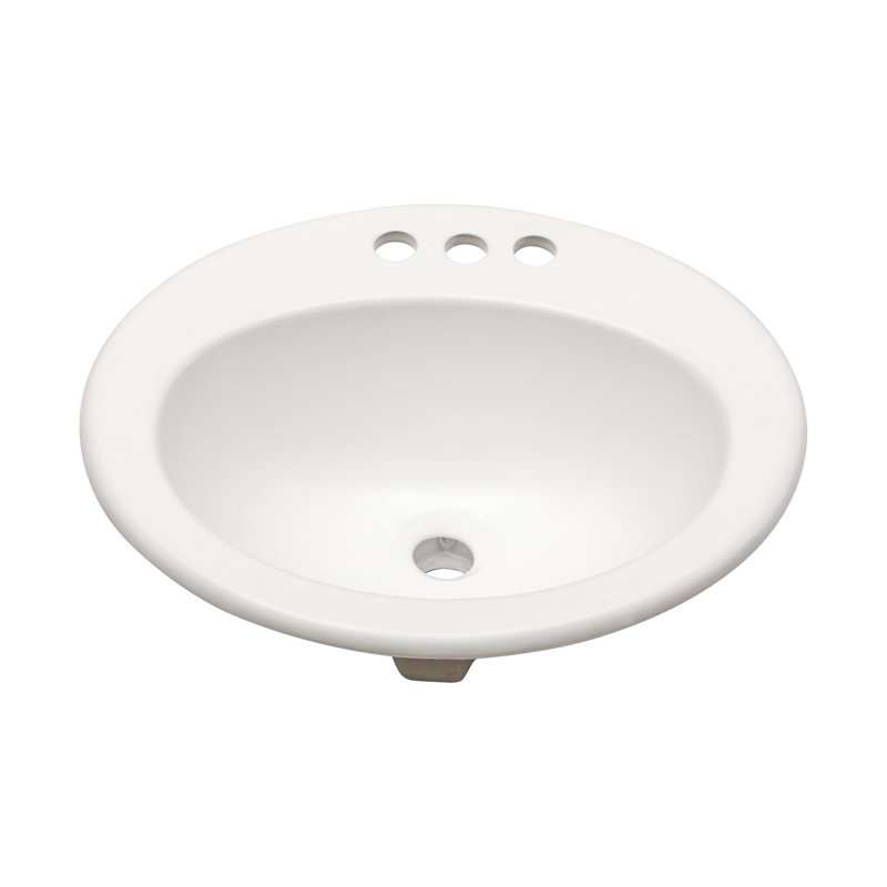 20"x18"Ceramic Oval Undercounter Mount Bathroom Sink with Overflow Hole