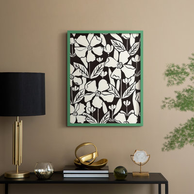 Fleurs dans le jardin II, reproduction encadrée - bois massif