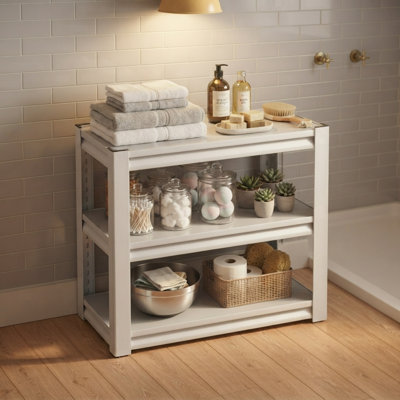 34'' W 3-Tier Metal Storage Rack, Heavy-Duty Waterproof Utility Shelf for Indoor & Outdoor Use