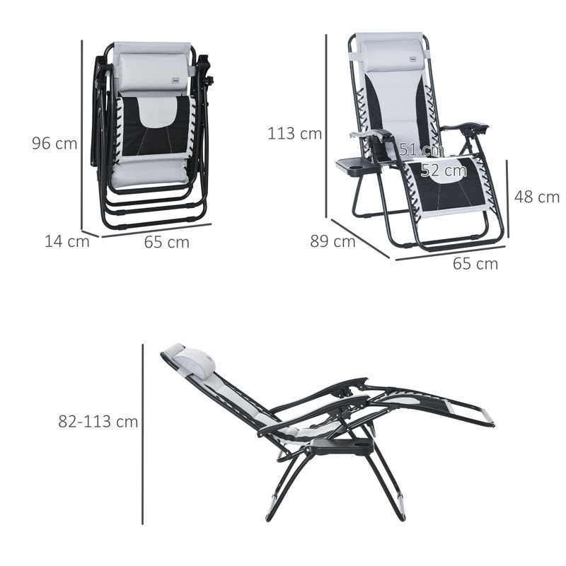 Armod 89cm Long Reclining Zero Gravity, Light Grey