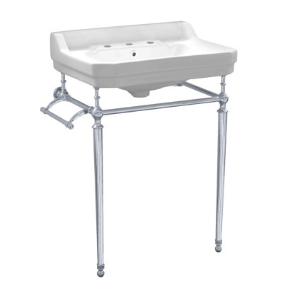 Whitehaus Collection 23" Console with Integrated Rectangular Bowl, Brass Leg Support and Side Towel Bar