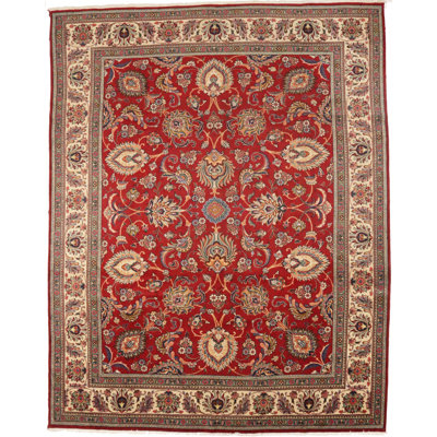 Tapis semi-antique rouge traditionnel rétro 12 x 15