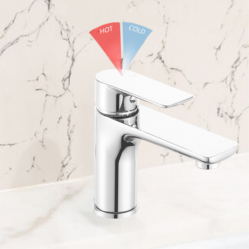 Robinet de salle de bain - Fabrication en laiton, poignée simple, faible débit sonore, robinet d'évier chaud / froid en laiton, aérateur pour l'eau chaude et froide