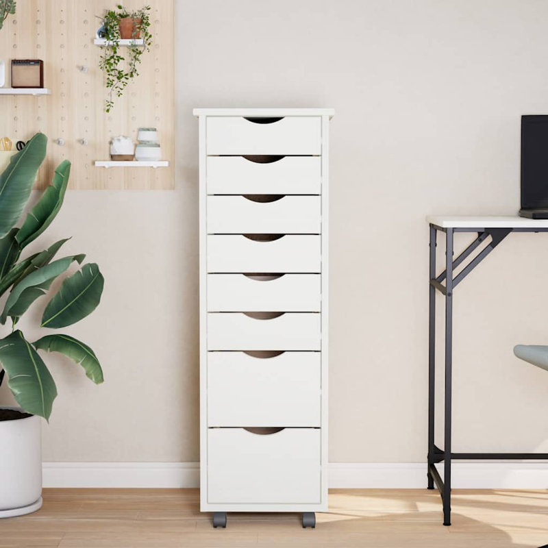 Commode à 8 tiroirs avec roulettes Jennarose, gris