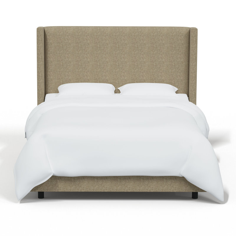 Hanson Upholstered Wingback Bed, King, Zuma Natural Textured Linen